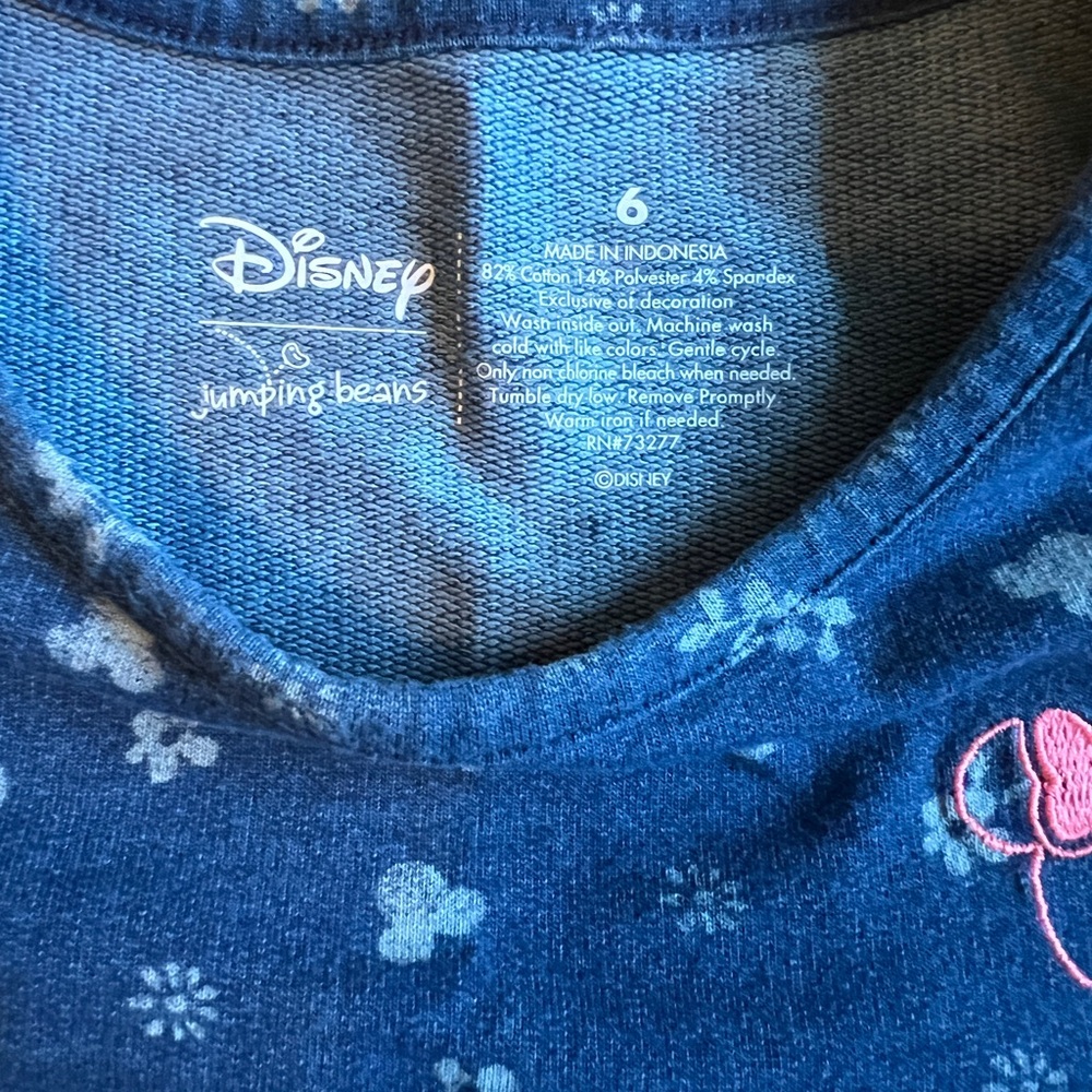 Disney Blue Top with Pink Floral Design
